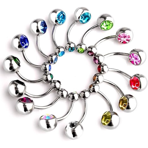 Piercing Bananabell Umbigo Básica Grande 2 Pedras Aço 316L